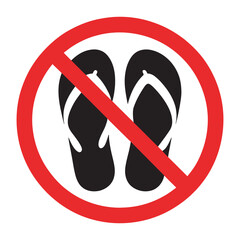No Sandals Allowed Sign, Footwear Restriction Symbol, vector illustration