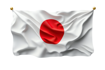 Japanese flag waving proudly red circle white background national symbol isolated on a transparent background