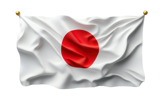 Japanese flag waving proudly red circle white background national symbol isolated on a transparent background