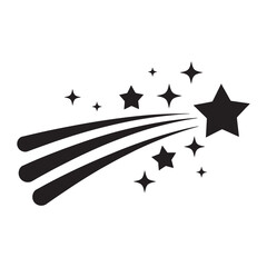  Flying Star Icon Logo with Trailing Stars, vector illustration
