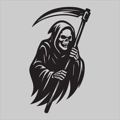 Naklejka premium Scary Reaper with Scythe Illustrations