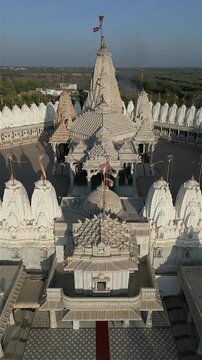 4K Drone shot of Temple. Kutch Mandvi, 72 Jinalaya.