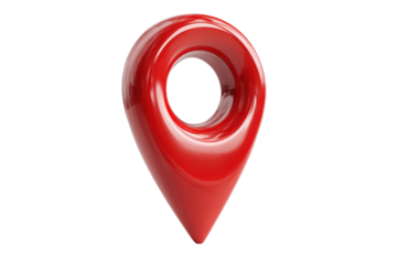 Red 3D Location Marker Pointer Navigation Icon Design, isolated on a transparent background