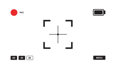 Recording Video Camera Viewfinder Interface, vector illustration