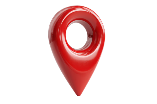 Red 3D Location Marker Pointer Navigation Icon Design, isolated on a transparent background
