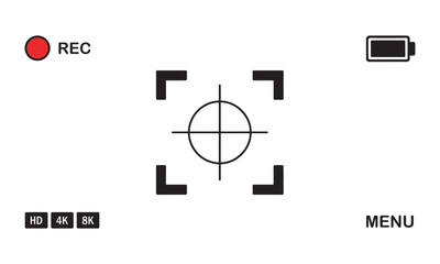 Recording Video Camera Viewfinder Interface, vector illustration