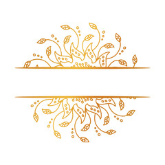 Golden Mandala Outline with Horizontal Divider, floral Layout for Print & Packaging