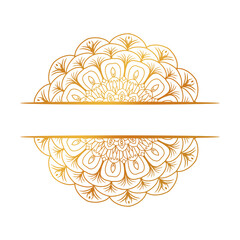 Ornate Line Art Border with Text Space, Symmetrical Mandala Style Decoration.