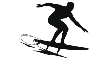 A lone surfer rides a wave vector silhouette