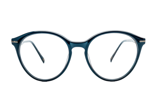 Dark Teal Round Eyeglasses Fashionable eyewear accessory isolated on a transparent background - Powered by Adobe