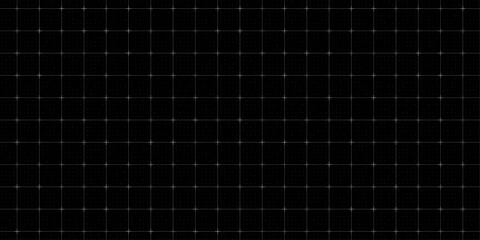 Tech pattern with square grid, cross points and digital dot matrix on black background. Futuristic user interface layout for HUD design or tech dashboard. Vector illustration.