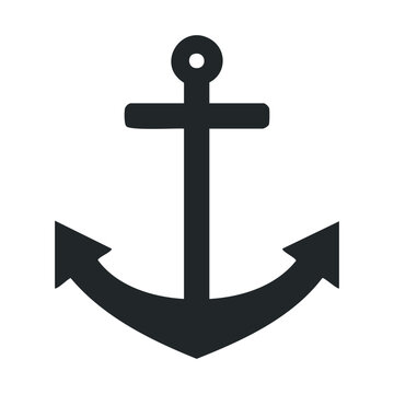 Simple black anchor icon on white background