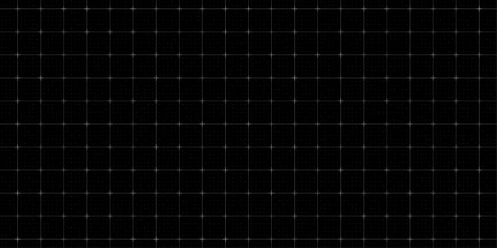 Tech pattern with square grid, cross points and digital dot matrix on black background. Futuristic user interface layout for HUD design or tech dashboard. Vector illustration.