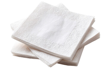 Stack of white paper napkins soft texture clean product isolated on a transparent background