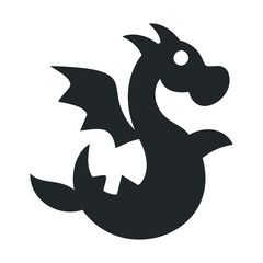 Fototapeta premium Silhouette of a majestic dragon with spread wings in flight