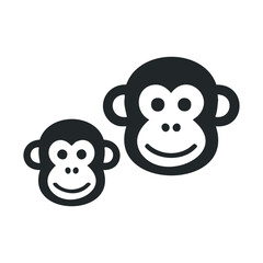 Obraz premium Smiling monkey icons: parent and child primate silhouettes