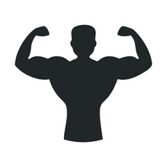 Fototapeta premium Silhouette of strong male flexing muscles in power pose