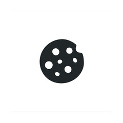 Minimalist black and white cookie icon with bite mark