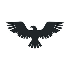 Silhouette of eagle in flight with outstretched wings
