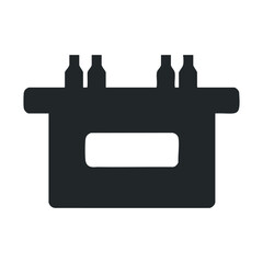 Minimalist black silhouette of car battery on white background