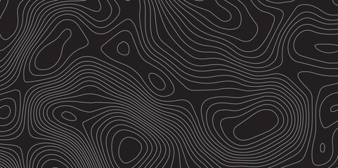 Elegant Brown Terrain Contour Lines &ndash; Dark Background Topographic Vector.