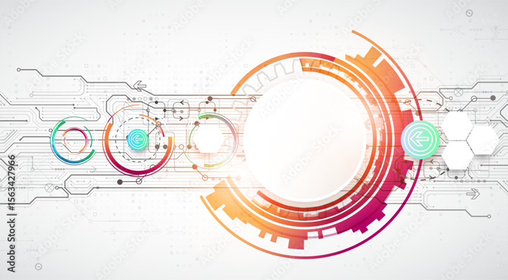 Poster abstraction on the theme of tech circles. scientific and technological background. vector background