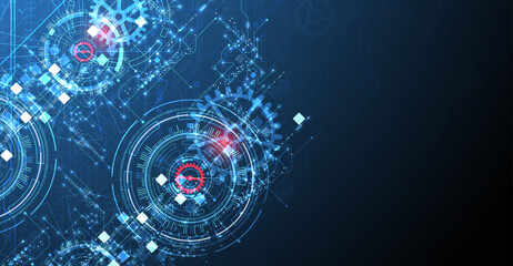 Abstract background. Scientific and technological concept with the use of technical elements formed in the shape of a circle. Vector