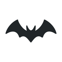 Silhouette of a bat with outstretched wings on white background