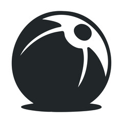 Obraz premium Black and white abstract representation of a person holding a ball