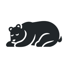 Obraz premium Sleeping bear silhouette: peaceful wildlife design with relaxed pose