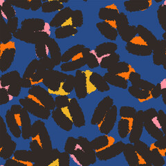 Leopard spots seamless pattern design. Vector dark blue background, wallpaper, wrapping paper, fabric, print