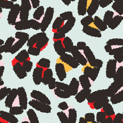Leopard spots seamless pattern design. Vector light blue background, wallpaper, wrapping paper, fabric, print