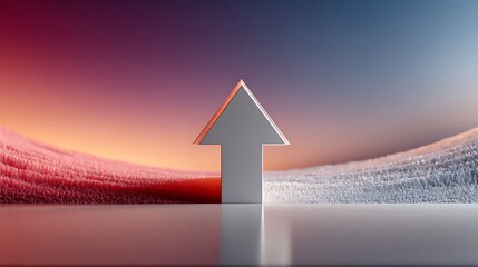 Fototapeta premium 3D business growth arrow on a road leading to a house, symbolizing real estate market progress