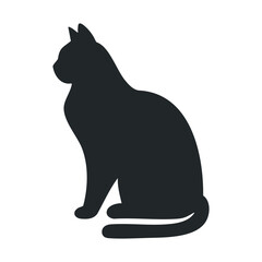 Silhouette of a sitting cat in profile view
