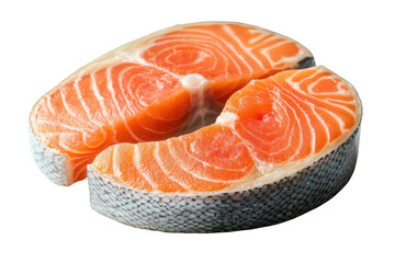 Fresh Salmon Steak Two Pieces Isolated Black Background isolated on a transparent background