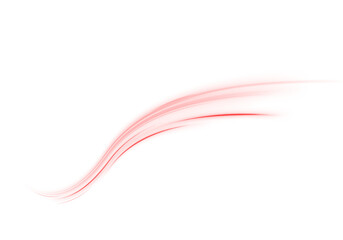 Curved light lines and red streaks in motion with glowing blur and purple waves. Vector illustration with laser beam effect for background, web concept, or business template.

