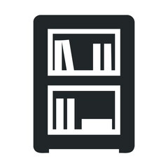 Black and white refrigerator icon with freezer and shelves