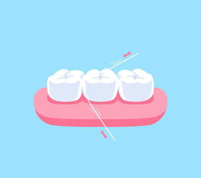 Dental Floss Cleaning illustration vector design. Dental care concept.