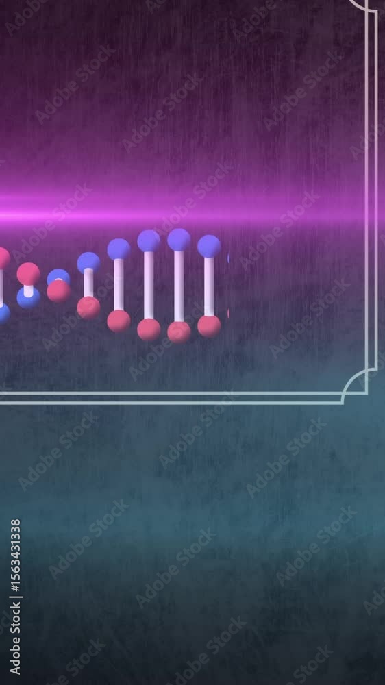 Aufkleber animation of rotating dna helix and red abstract pattern with glowing lens flares in background