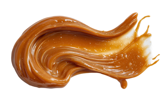 Caramel swirl splash delicious sweet treat isolated on a transparent background