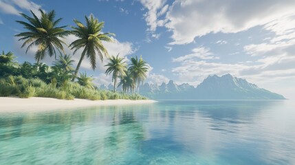 tropical island with palm trees