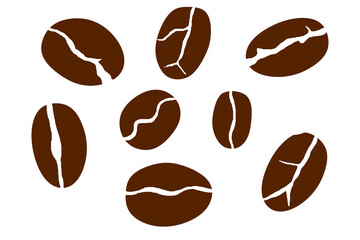 A Transparent illustration showing crunchy coffee beans in rich, dark brown shades.