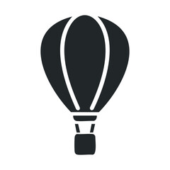Silhouette of a hot air balloon icon in black and white