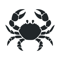 Silhouette of a black crab on a white background
