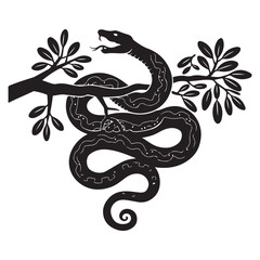 Obraz premium High Quality Snake Silhouette Vector Collection Bold and Striking Reptile Illustrations for Tattoo Art, Branding Projects, T-Shirt Prints, Jungle Wildlife Themes and Horror or Tribal Design Concepts.