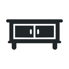 Obraz premium Minimalist black wooden cabinet with double doors on a white background