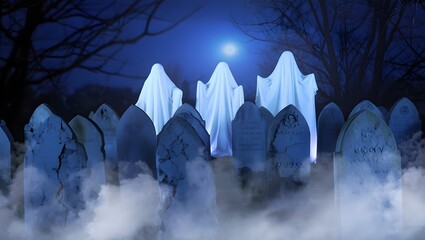 Spooky Haunted Forest at Night with Glowing Jack-o’-Lanterns and Foggy Atmosphere