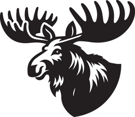 Moose Vector In Black and White