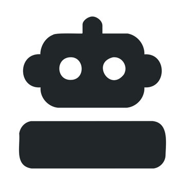 Simple black robot icon with rounded head and eyes