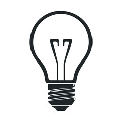 Simple light bulb icon: minimalist black and white line art design